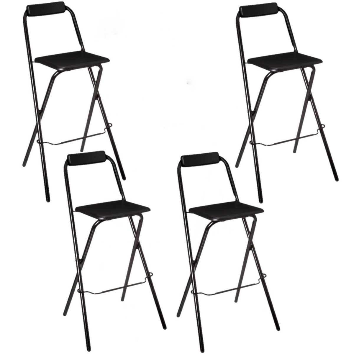 TOILINUX Lot de 4 Chaises de bar pliante Louna - H. 97,5 cm