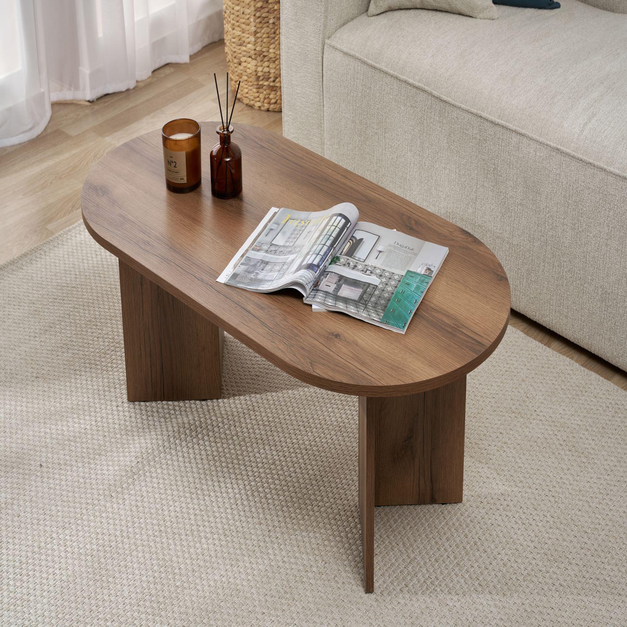 Voir la diapositive 4 : Habitat et Jardin Table basse en bois  sable  - 60 x 119 x 40 cm - noyer