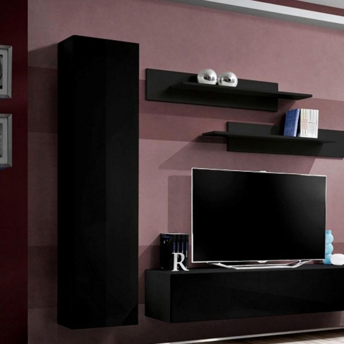 Paris Prix Meuble TV Mural Design  Fly I  260cm Noir