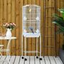 Voir la diapositive 2 : PAWHUT PawHut Cage à oiseaux sur pied volière oiseaux sur roulettes avec toit ouvrant 3 perchoirs étagère inférieure 46,5 x 36 x 157 cm