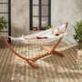 Voir la diapositive 2 : SWEEEK Hamac en bois 317x100cm avec toile en coton, Hamaca