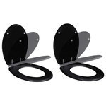 VIDAXL Sieges de toilette avec couvercles 2 pcs MDF Noir