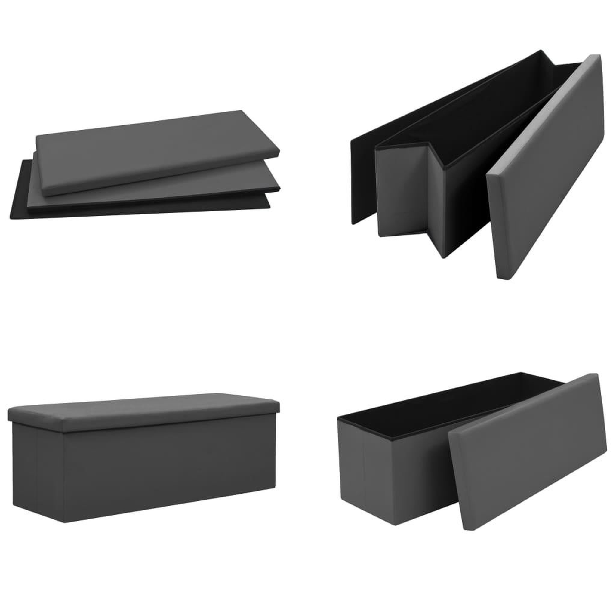 Voir la diapositive 5 : VIDAXL Banc de rangement pliable Gris PVC