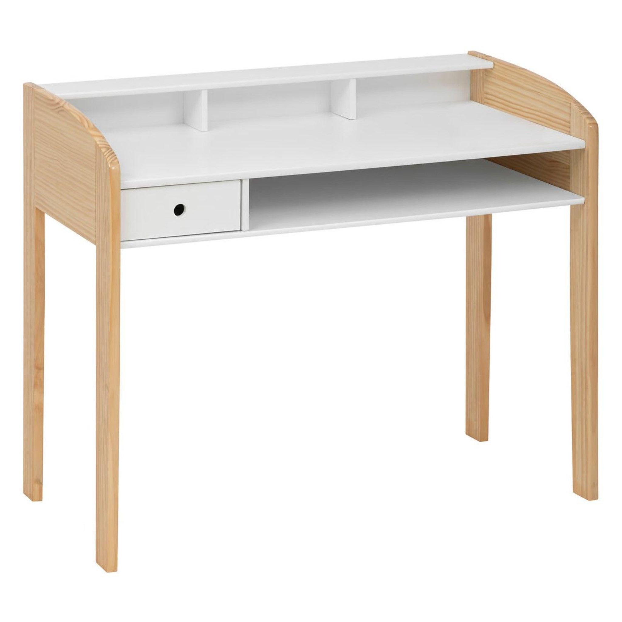 ATMOSPHERA Bureau enfant primaire 1 tiroir en bois tod - blanc et beige