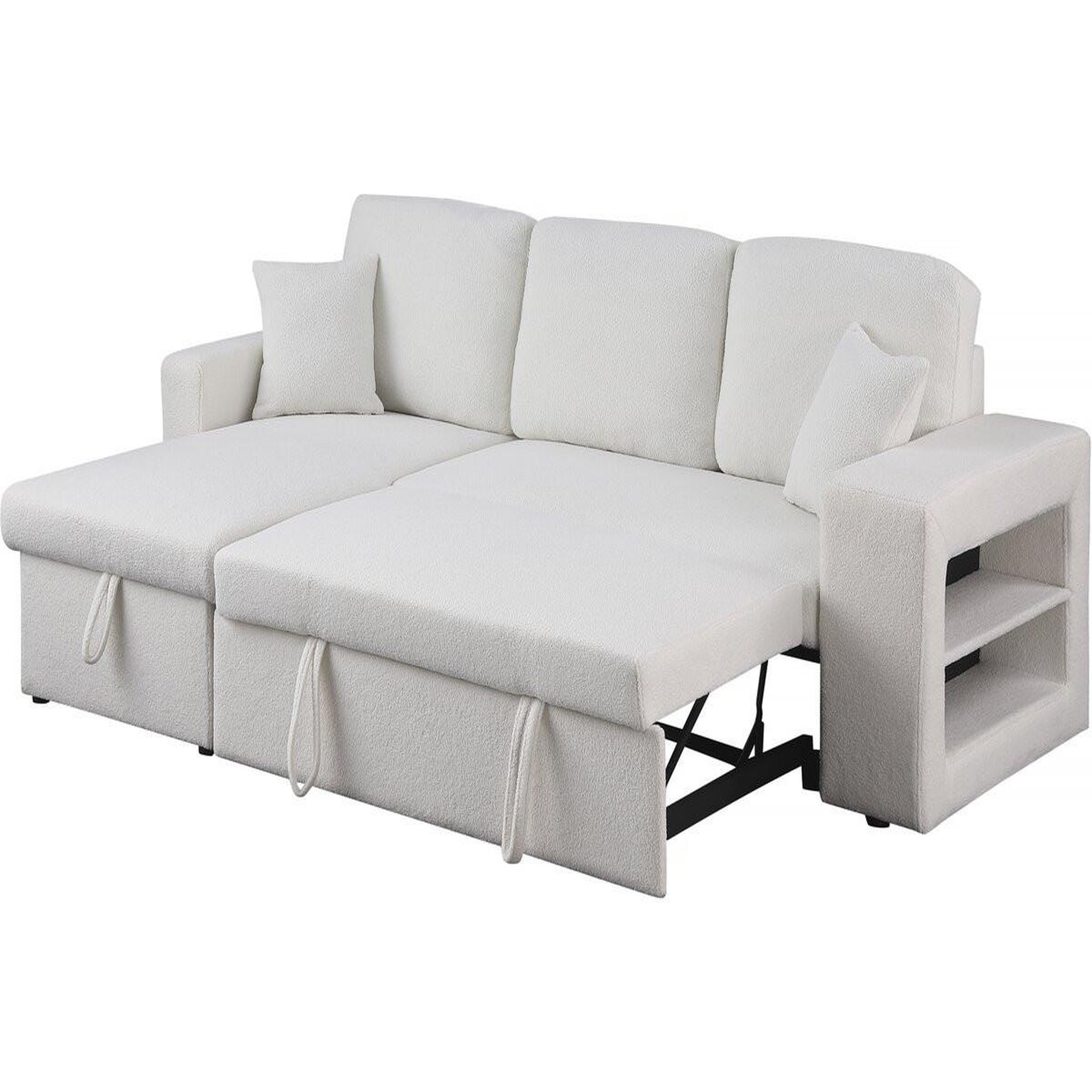 Voir la diapositive 3 : Habitat et Jardin Canapé d'angle bouclettes convertible/reversible  axel  - 3 places - blanc