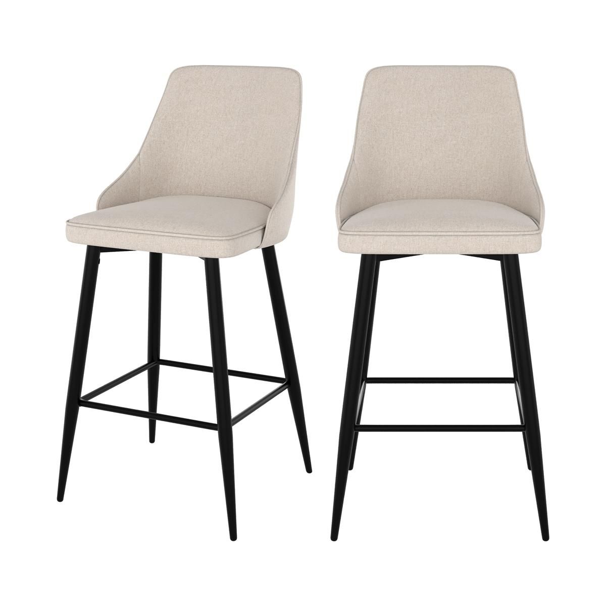 Rendez vous déco Lot de 2 chaises pour îlot central 66,5 cm en tissu beige - Pipo