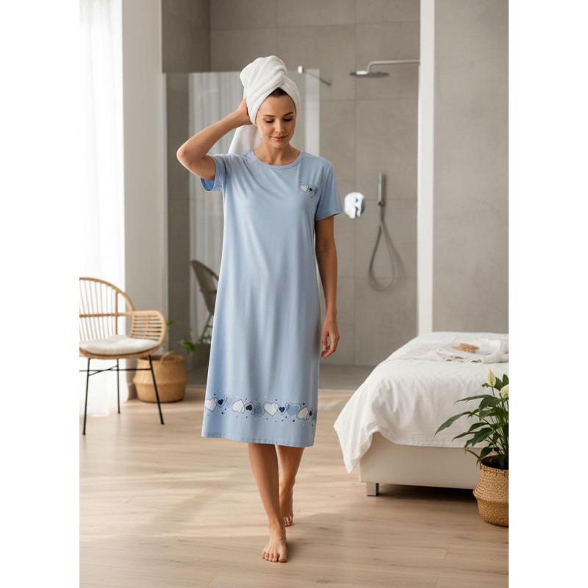 Voir la diapositive 4 : OZABI OZABI Chemise de Nuit Femme Microfibre Manches Courtes