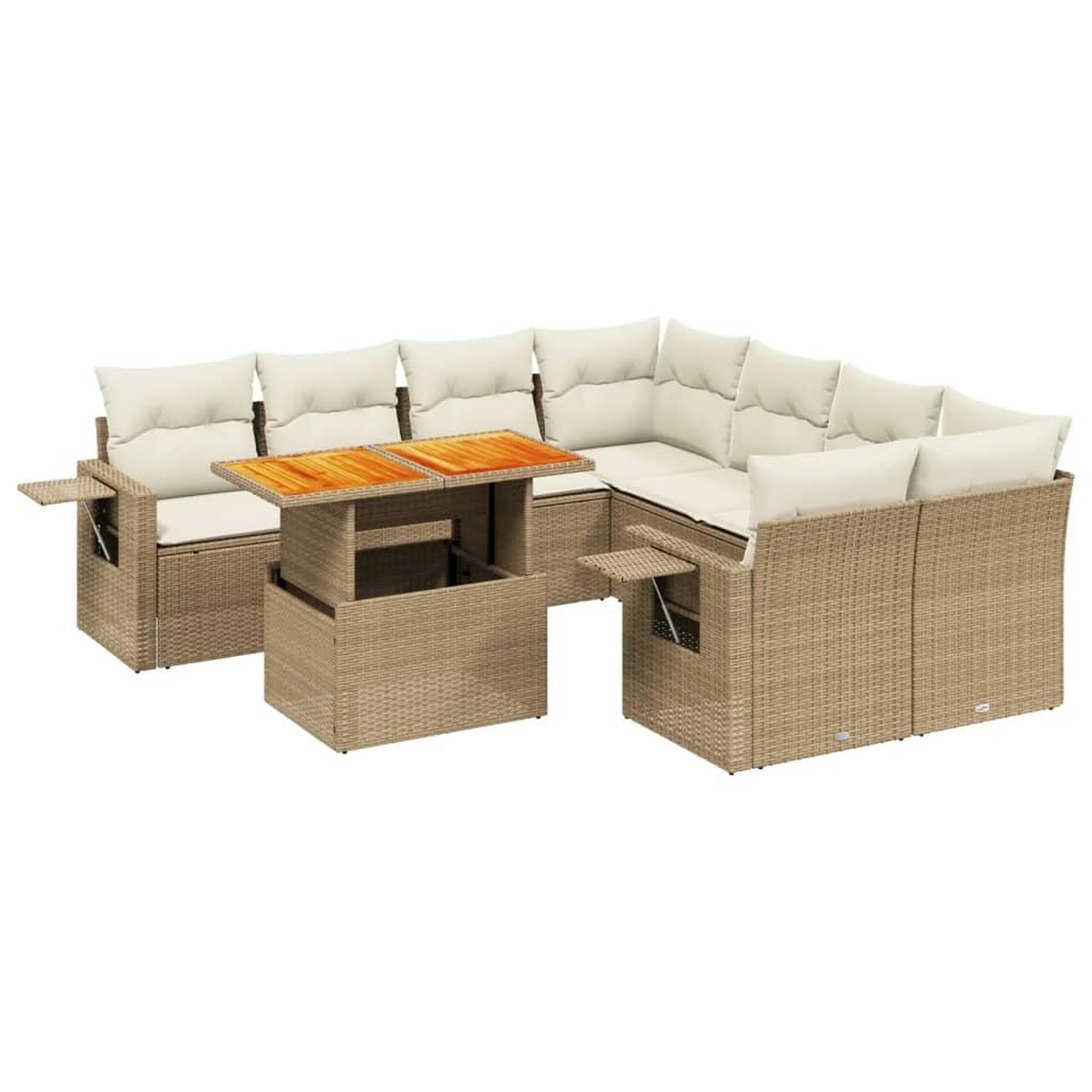 Voir la diapositive 2 : VIDAXL Salon de jardin avec coussins 9 pcs beige resine tressee