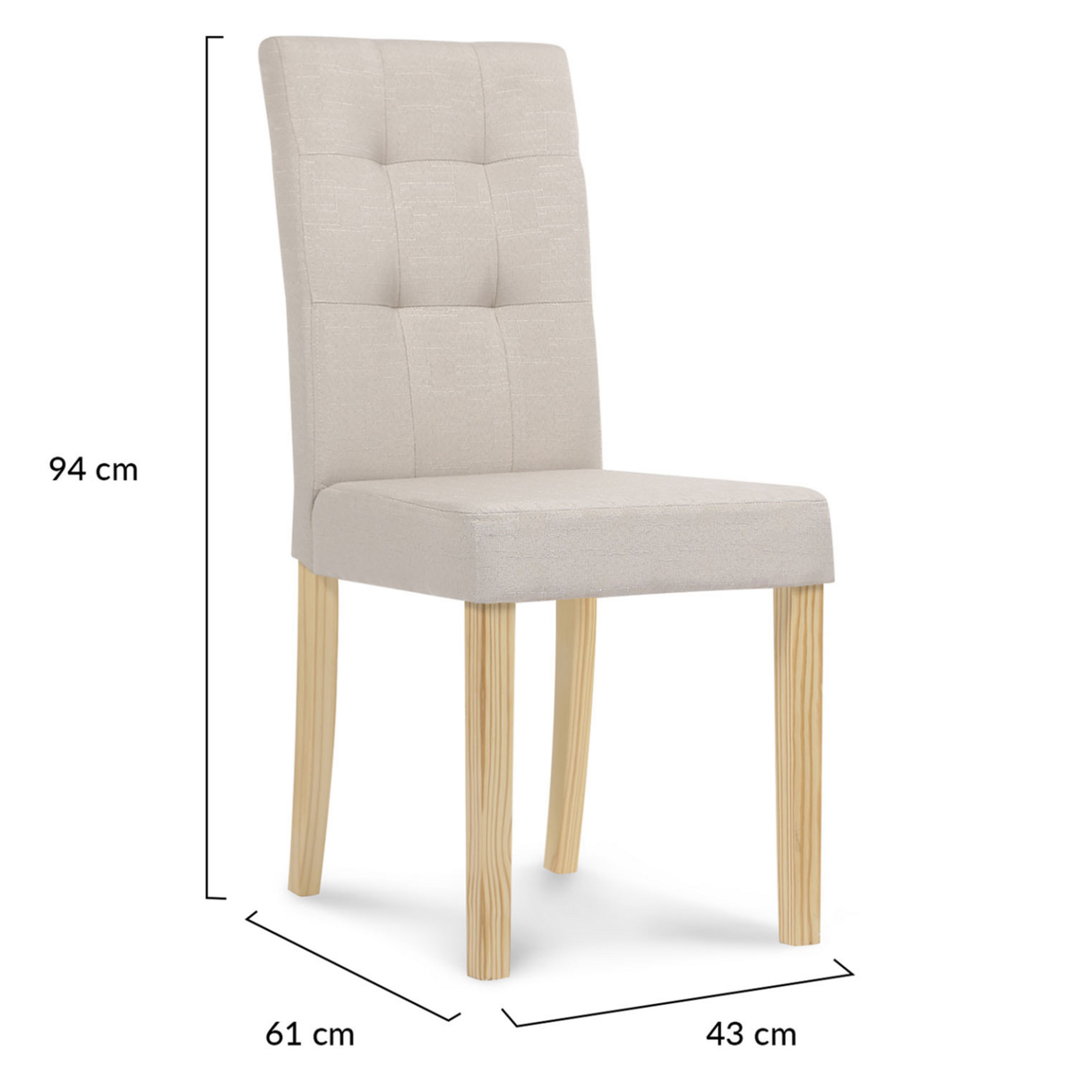ID MARKET Lot de 4 chaises POLGA capitonnées beiges pour salle à manger