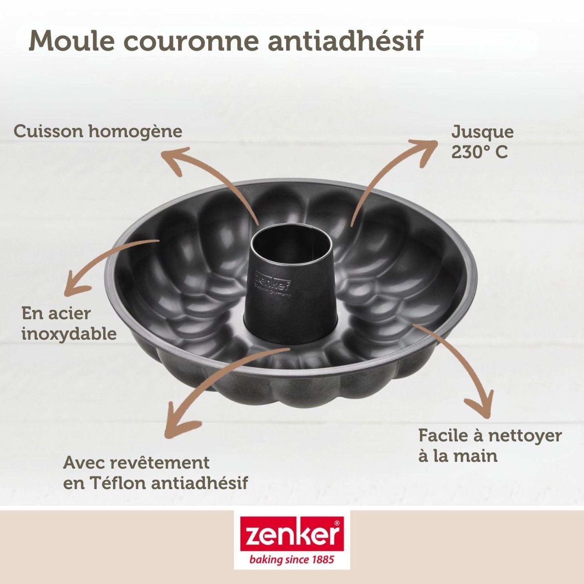 Voir la diapositive 4 : ZENKER Lot de 2 moules à gâteaux 32/32 cm en acier black mettallic black mettallic zenker  black mettallic