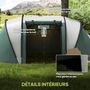 Voir la diapositive 6 : OUTSUNNY Tente de camping familiale 4-5 pers. 2 chambres 3 fenêtres sac vert