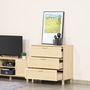 Voir la diapositive 4 : HOMCOM Commode 3 tiroirs cannage en rotin dim. 80L x 40l x 80H cm MDF aspect bois clair