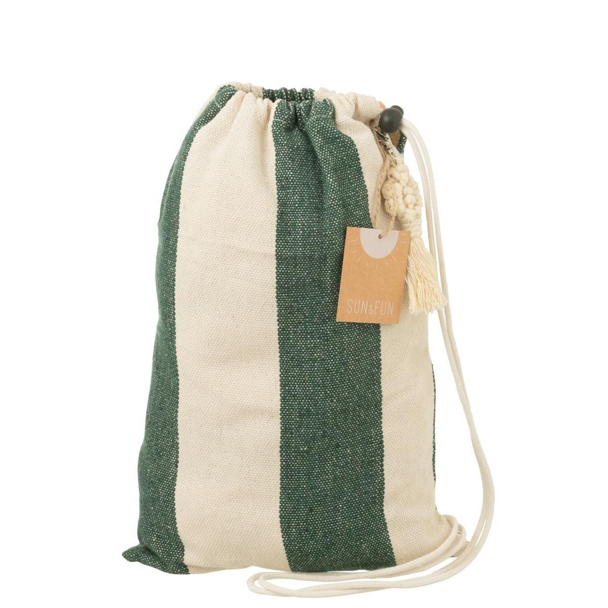 Voir la diapositive 4 : J-LINE Hamac en tissu  grandes rayures  200cm vert foncé