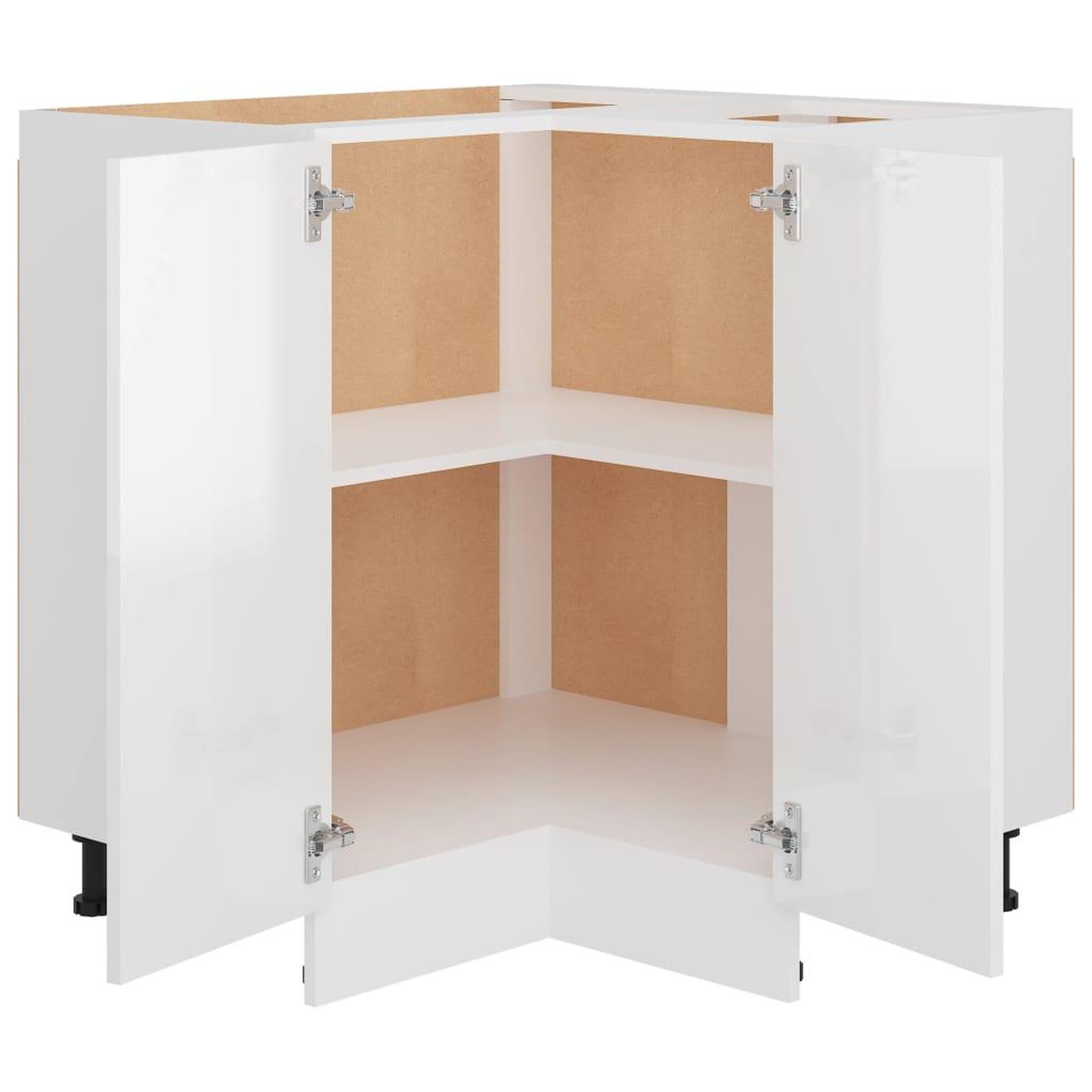 Voir la diapositive 5 : VIDAXL Armoire de plancher d'angle blanc brillant 75,5x75,5x81,5 cm