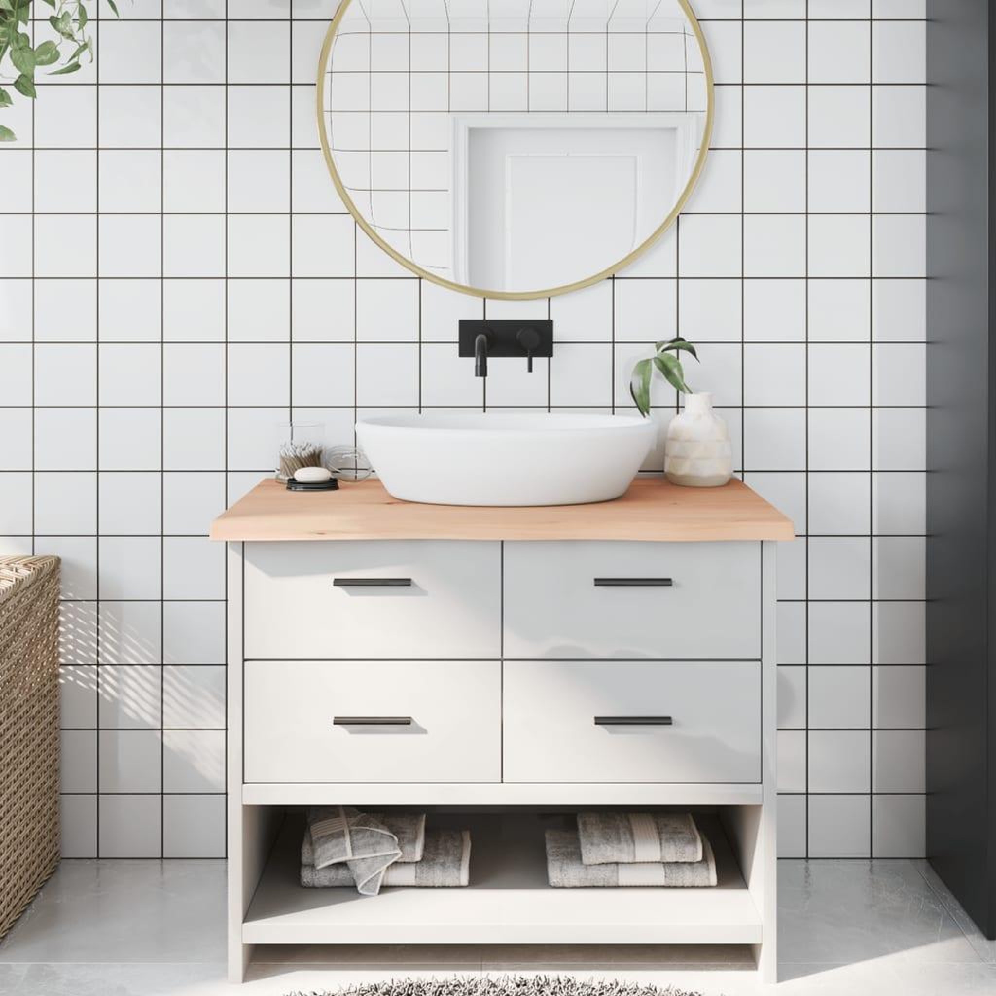 VIDAXL Comptoir de salle de bain 100x60x(2-4)cm bois massif non traite