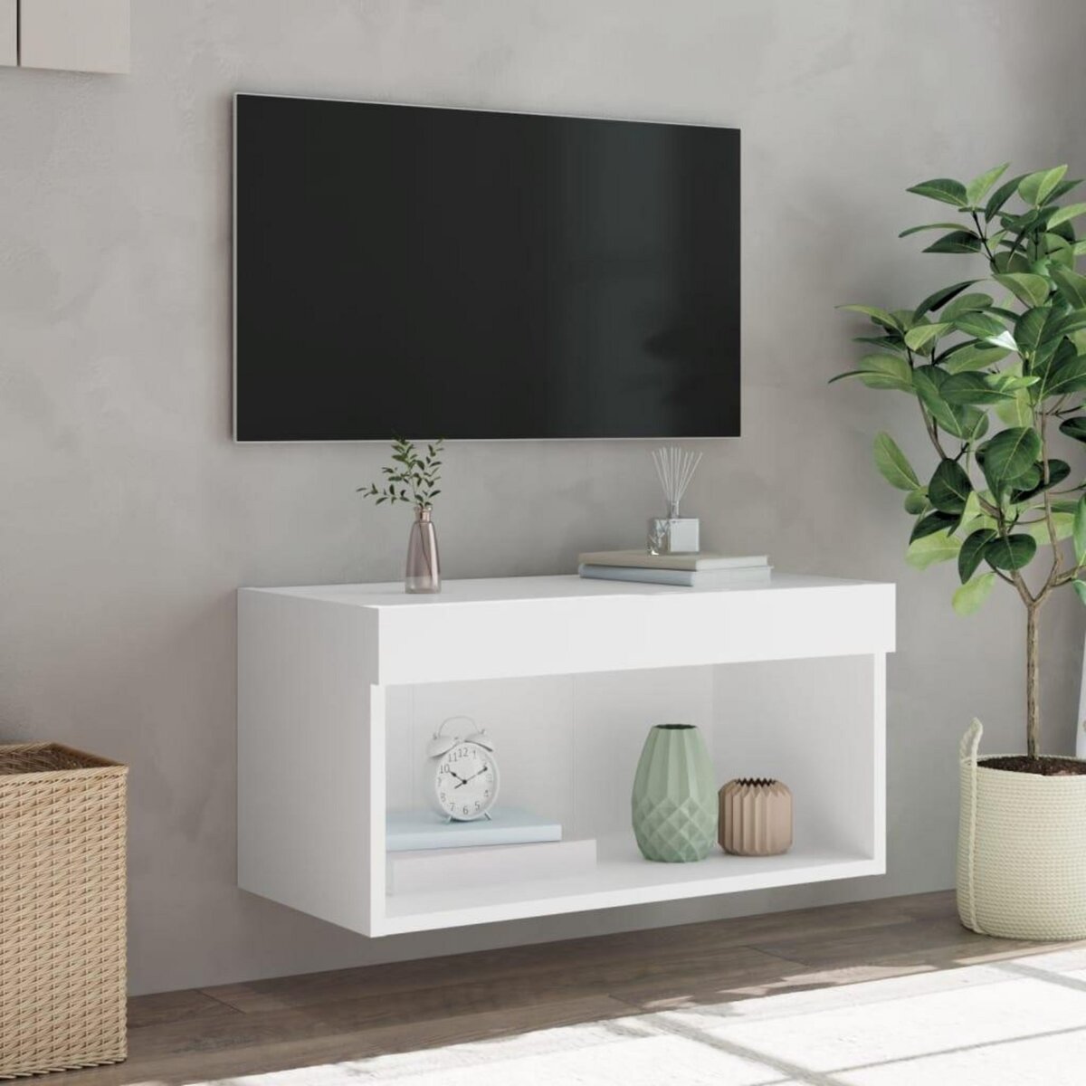 VIDAXL Meuble TV avec lumieres LED blanc 60x30x30 cm