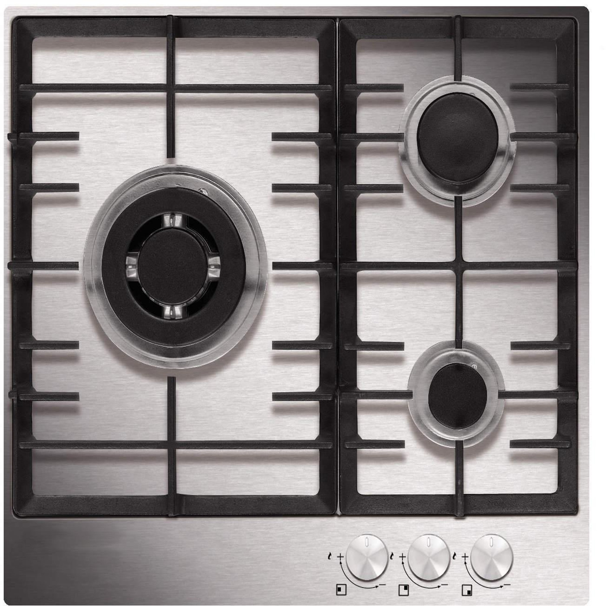 Airlux Table de cuisson gaz 60cm 3 feux inox - AT635HIX