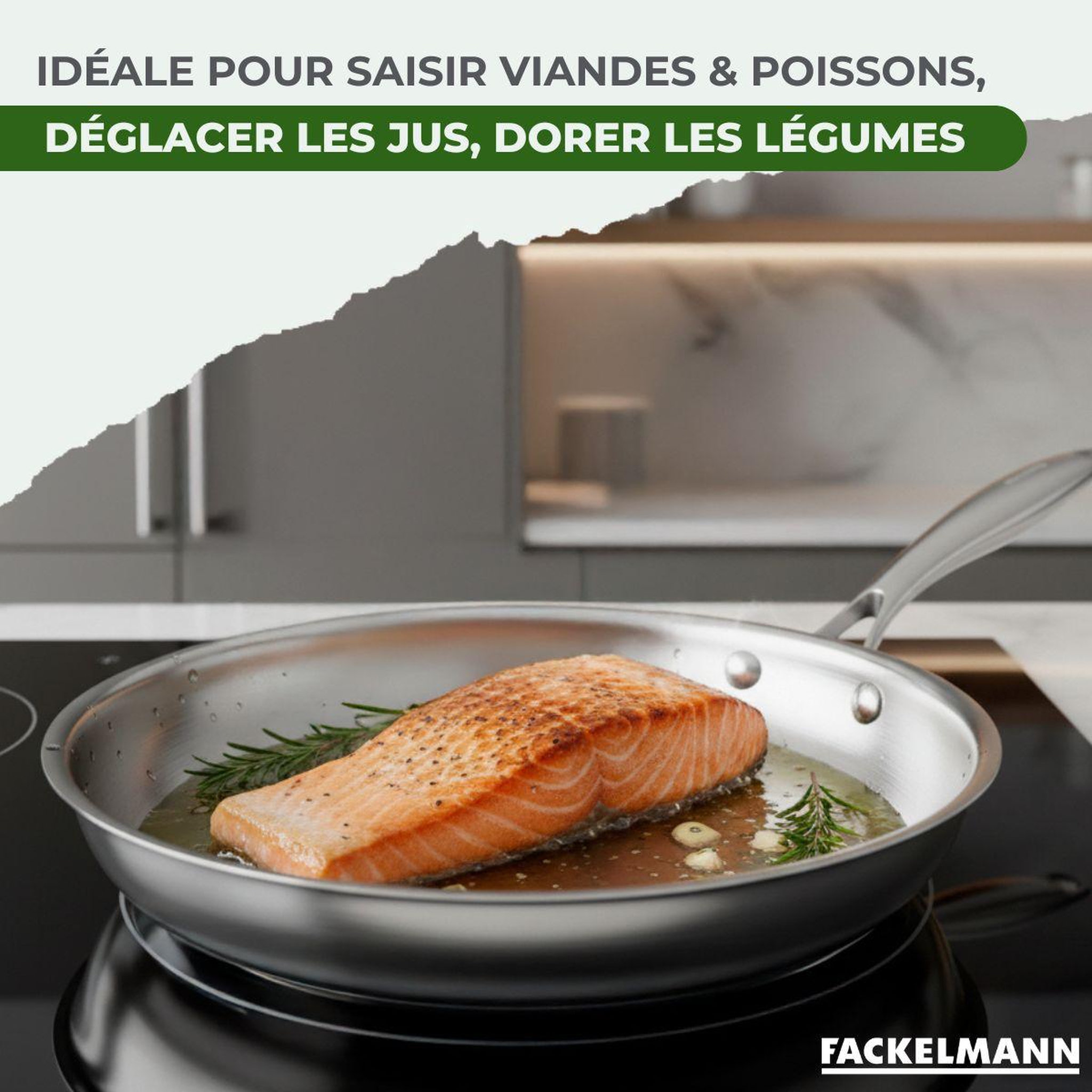 Voir la diapositive 4 : Fackelmann Poêle 26 cm en inox 18/10 triply fackelmann vita3