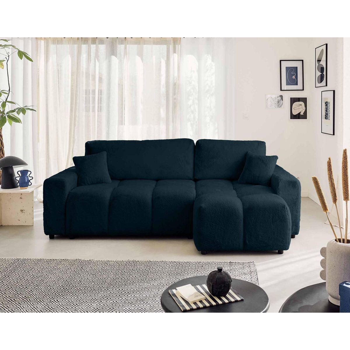 LISA DESIGN Crocus - canapé d'angle réversible - 4 places - convertible avec coffre - en fausse fourrure