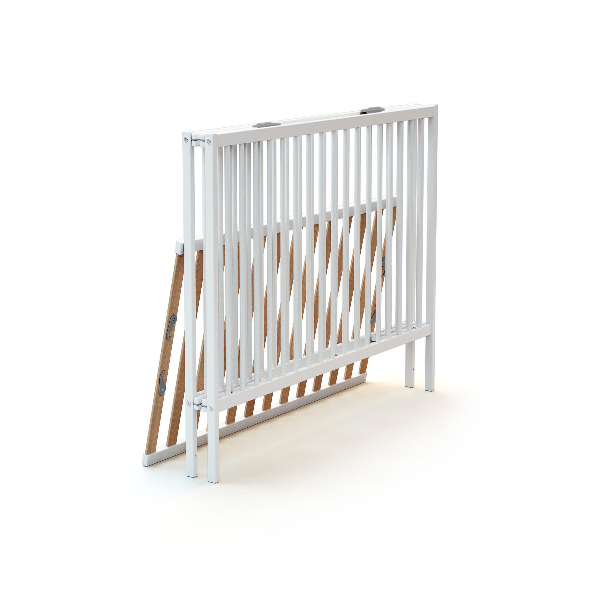 Voir la diapositive 2 : WEBABY Lit bébé pliant en bois avec matelas 60 x 120 cm FLEX