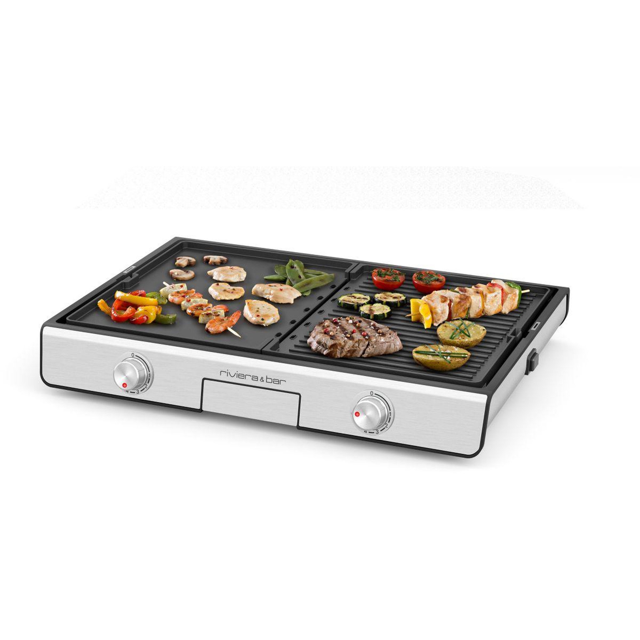 Voir la diapositive 4 : Riviera & Bar Plancha électrique QPL530 réversible à poser, 45.5x28.5 cm