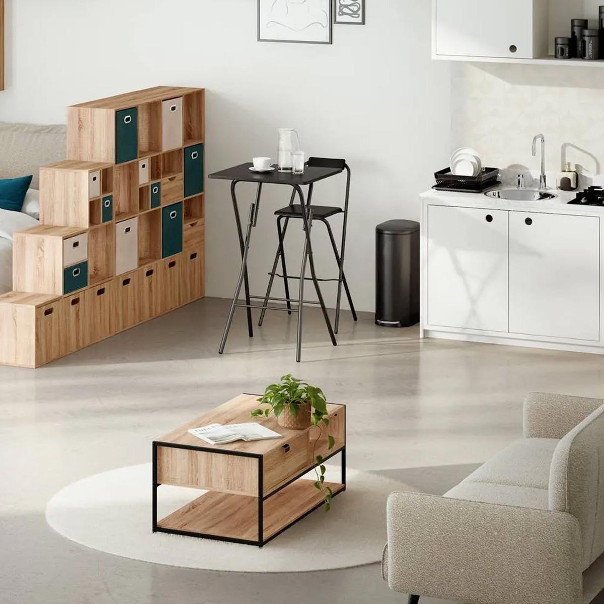 Voir la diapositive 5 : FIVE Table basse 1 tiroir design  aliaj  100cm beige