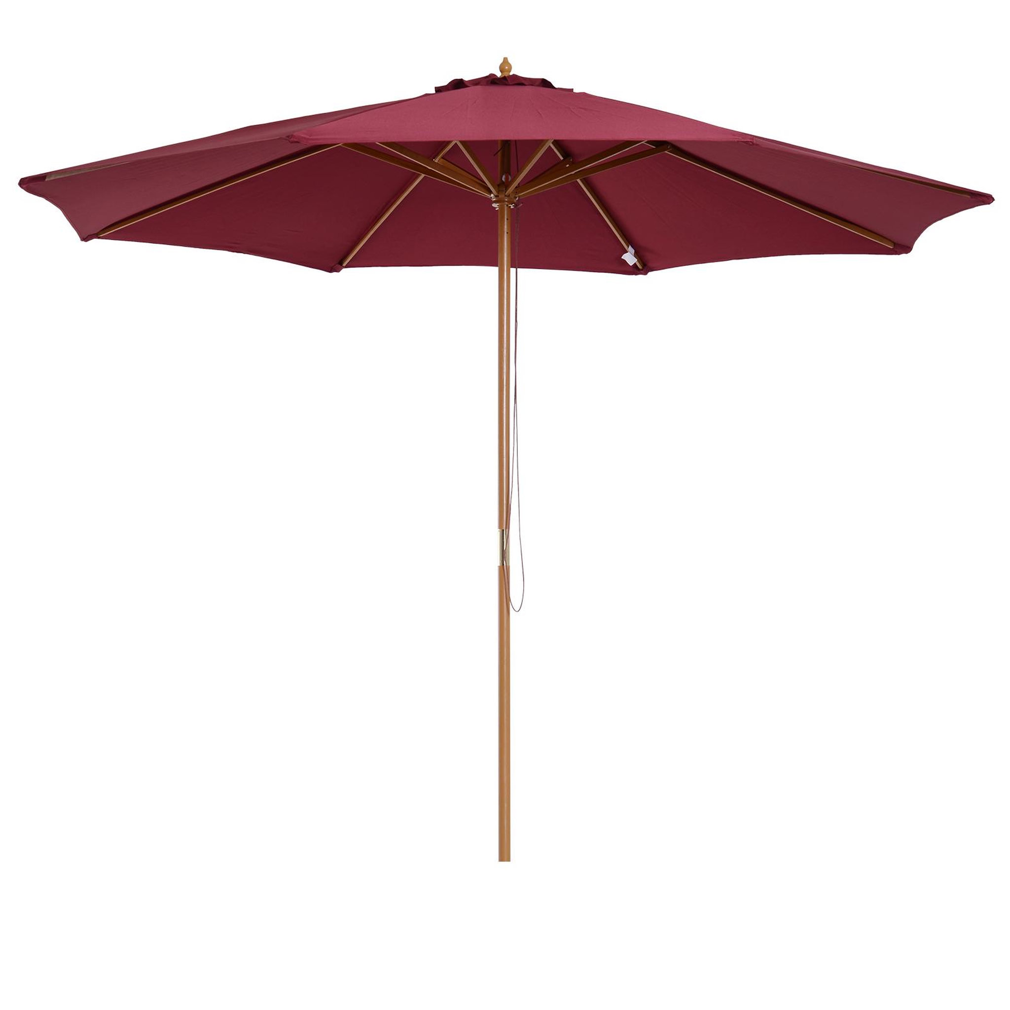 Voir la diapositive 1 : OUTSUNNY Outsunny Parasol droit en bois polyester haute densité protection solaire Ø 3 x 2,5 m rouge