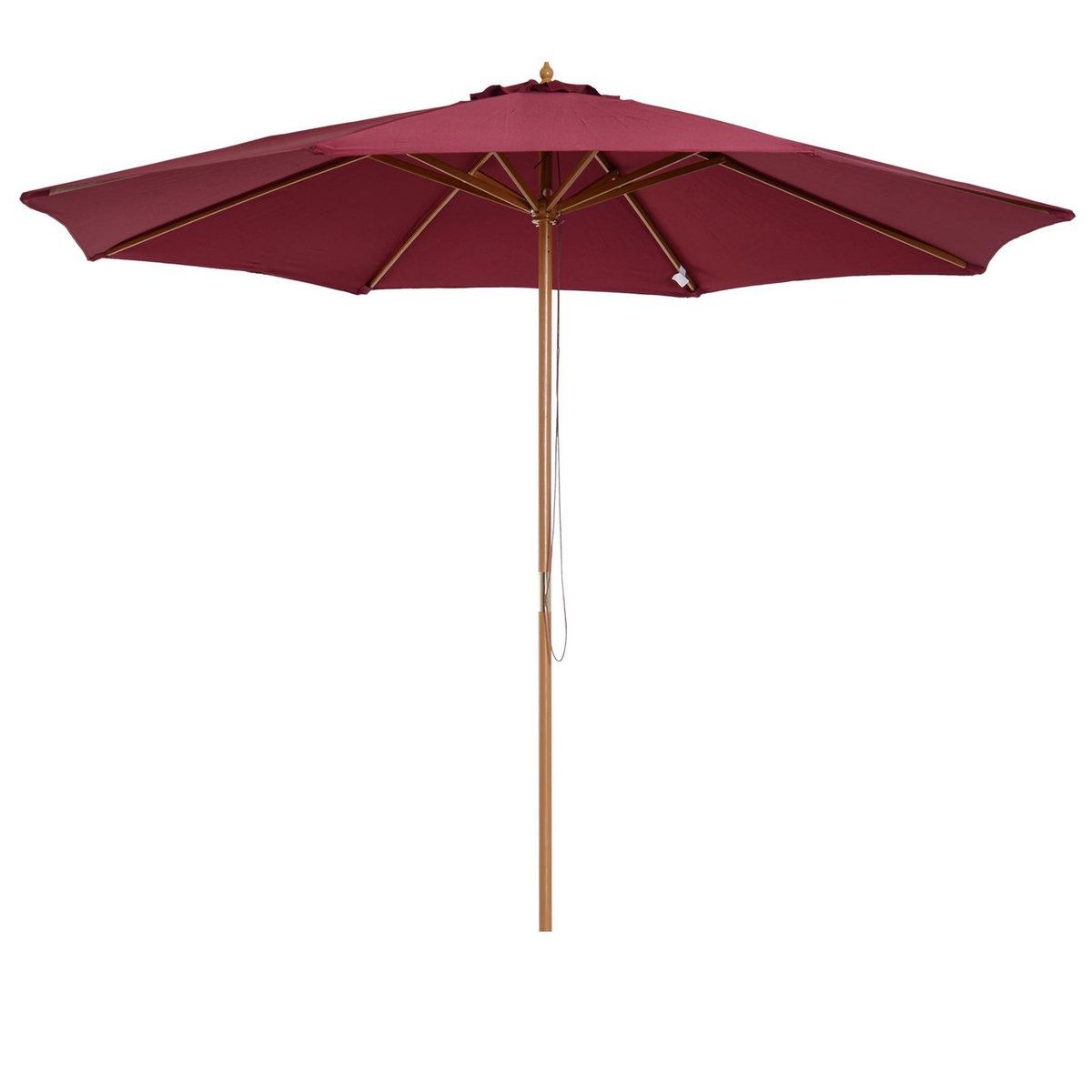 OUTSUNNY Outsunny Parasol droit en bois polyester haute densité protection solaire Ø 3 x 2,5 m rouge