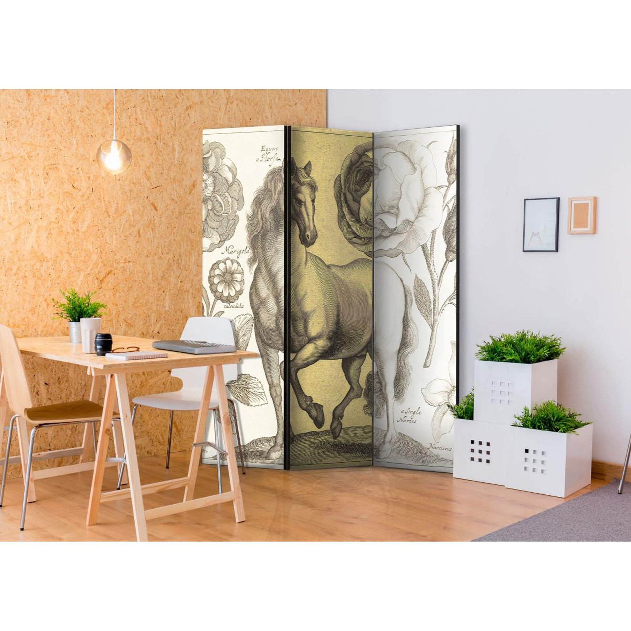 Voir la diapositive 2 : Paris Prix Paravent 3 volets  horse  135x172cm