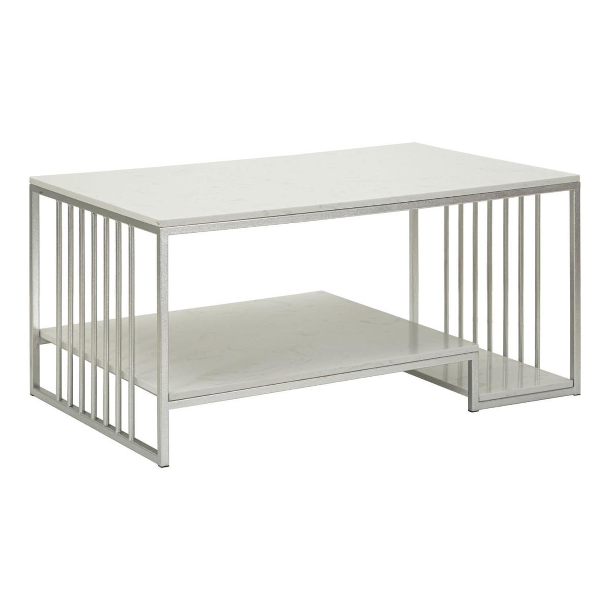 Paris Prix Table basse en marbre  kayseri  90cm argent & blanc