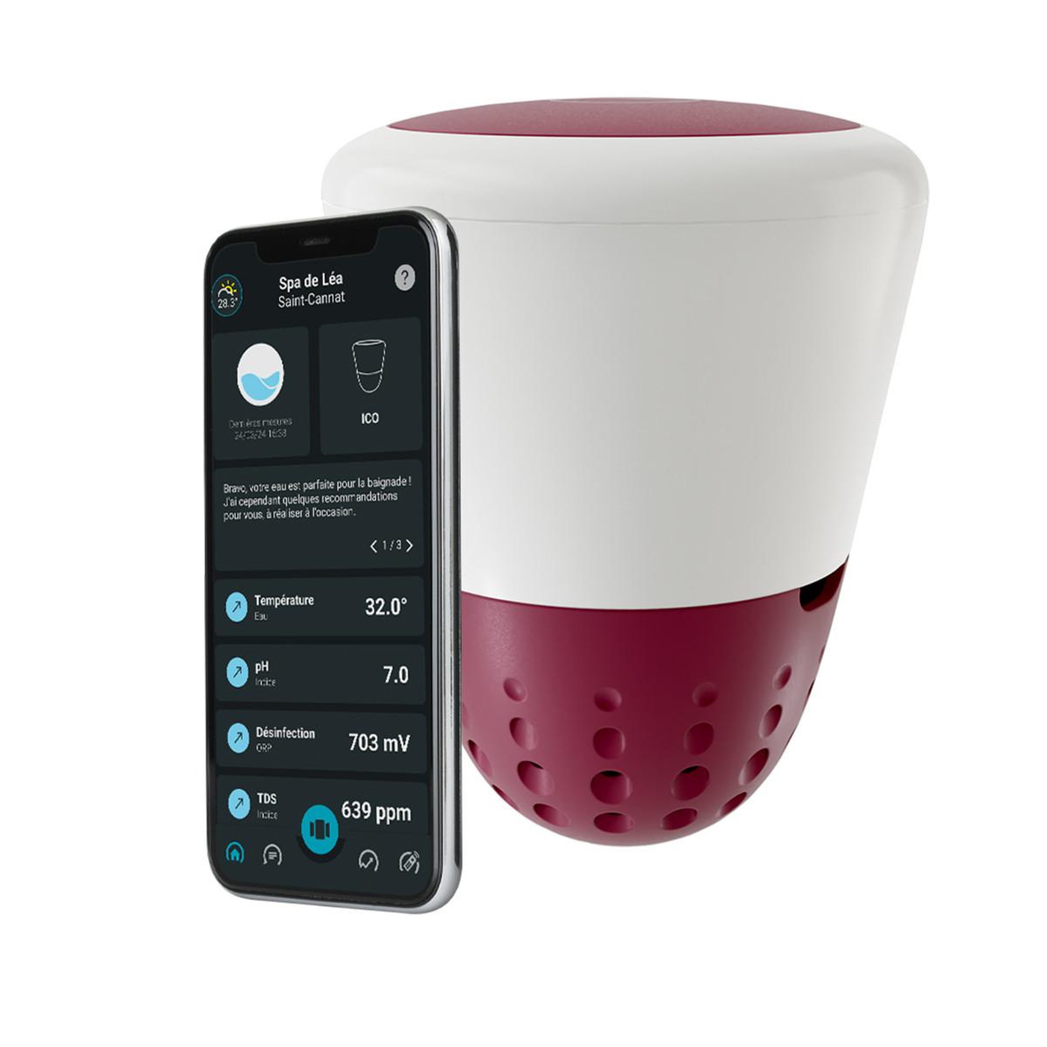 Voir la diapositive 2 : ONDILO Analyseur d?eau connecté pour spa au sel + kit de calibration - ICO SPA V2 SEL ESSENTIAL+