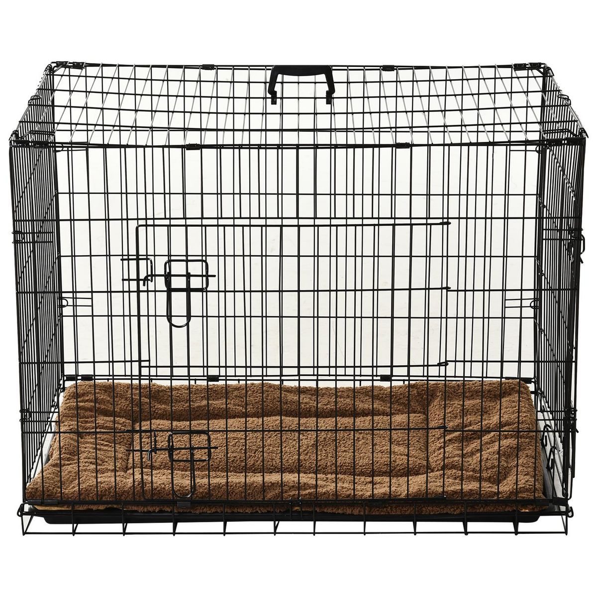 PAWHUT Cage caisse de transport pliante pour chien poignée, plateau amovible, coussin fourni 92 x 57 x 62,5 cm