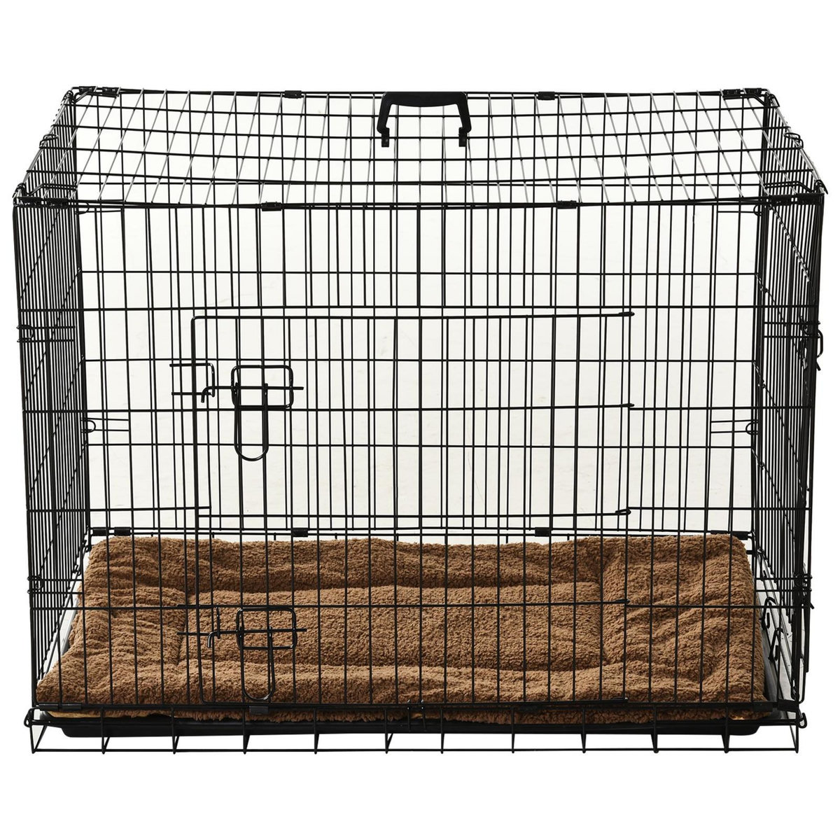 PAWHUT Cage caisse de transport pliante pour chien poignée, plateau amovible, coussin fourni 92 x 57 x 62,5 cm