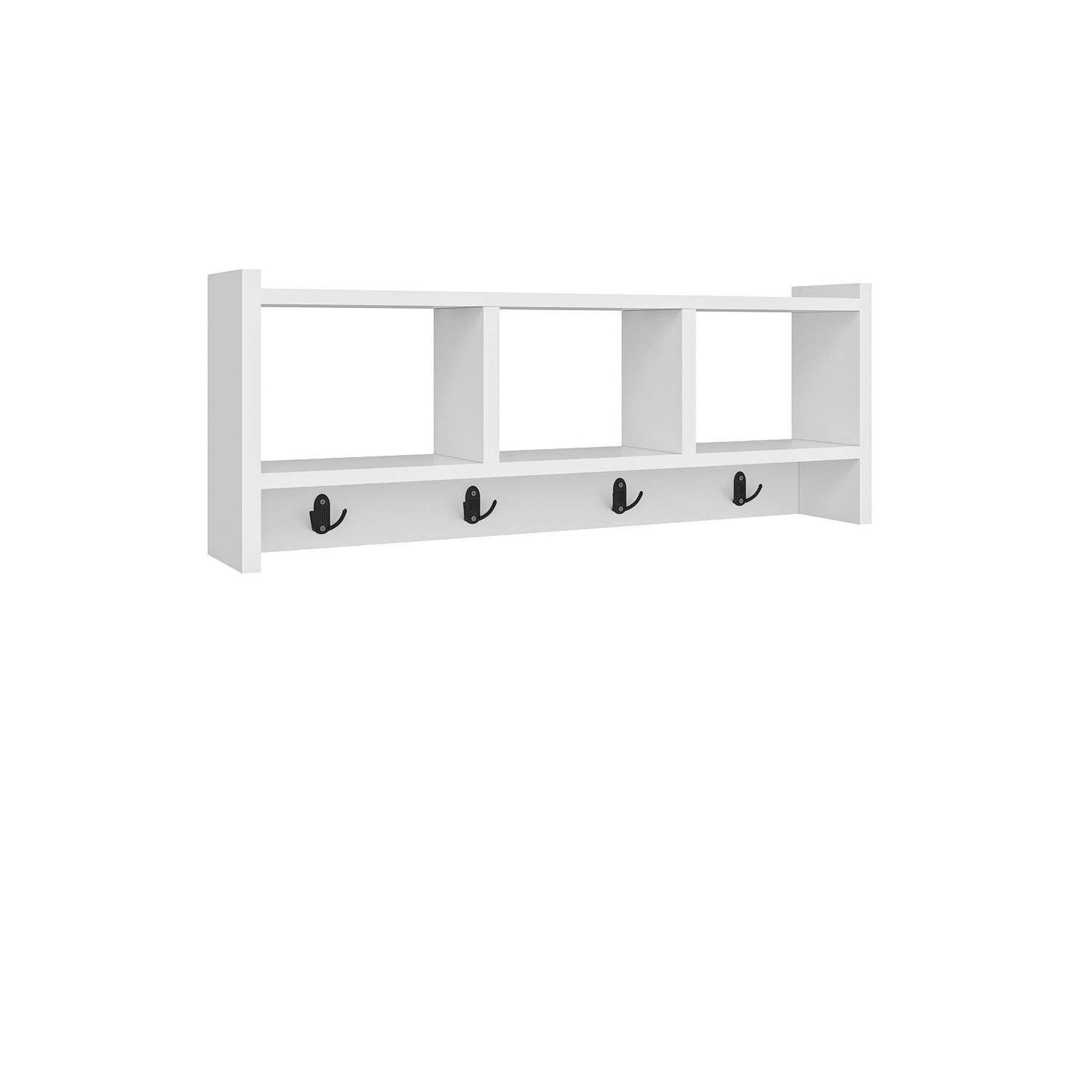 TOILINUX Etagère murale 3 niches et patères hestia en en bois - blanc