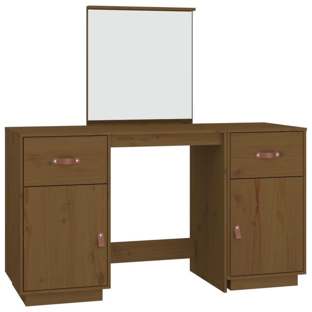 VIDAXL Ensemble de coiffeuse et miroir Marron miel Bois de pin solide