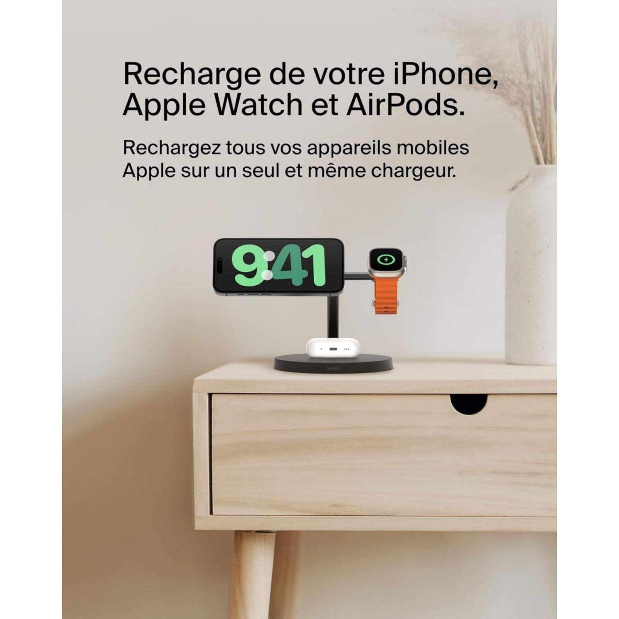 Voir la diapositive 2 : Belkin Chargeur induction 15w boost charge pro 3en1 qi2 noir
