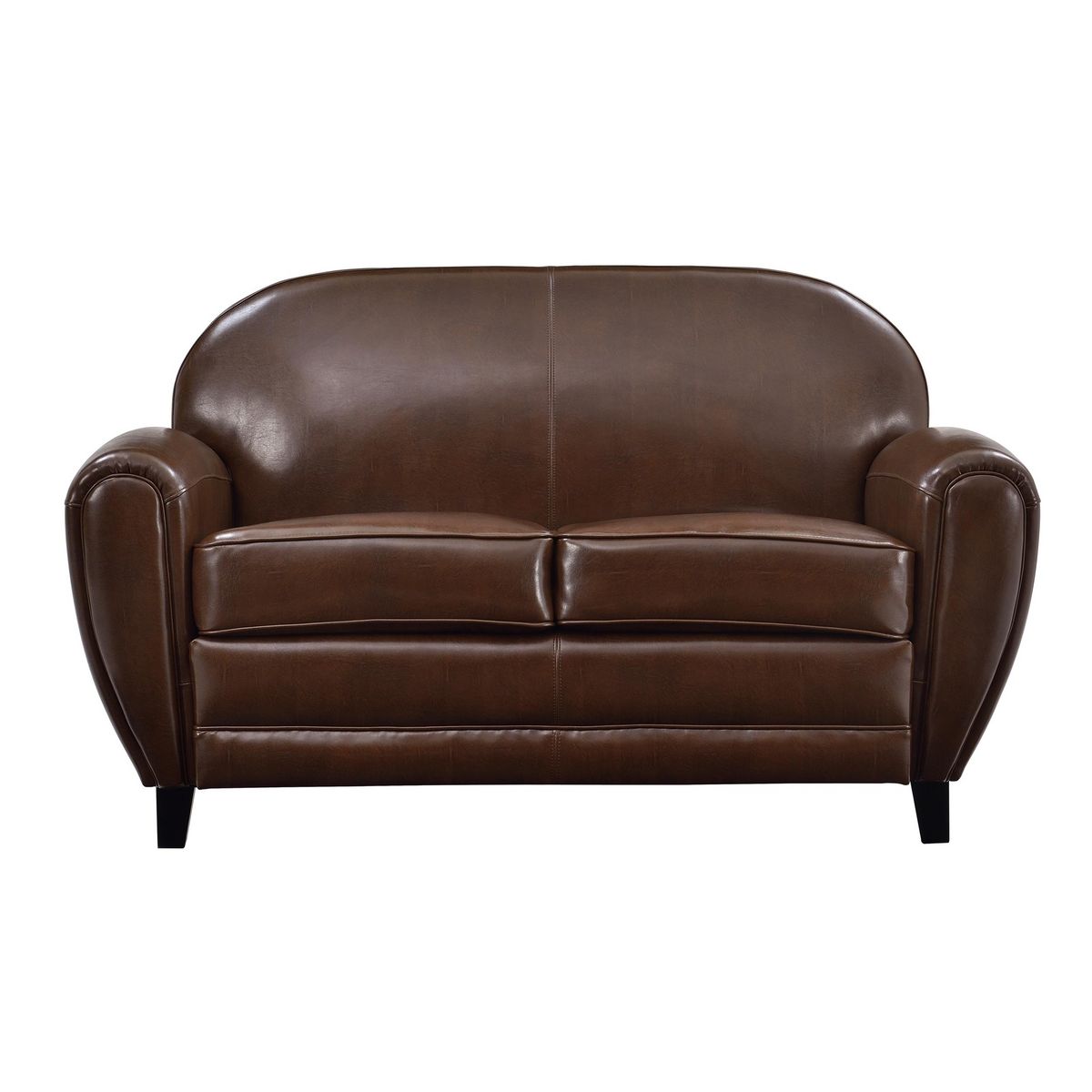 Rendez vous déco Canapé 2 places noir en croute de cuir enduite - Club