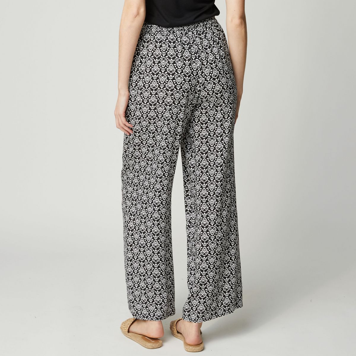 INEXTENSO Pantalon viscose large noir femme