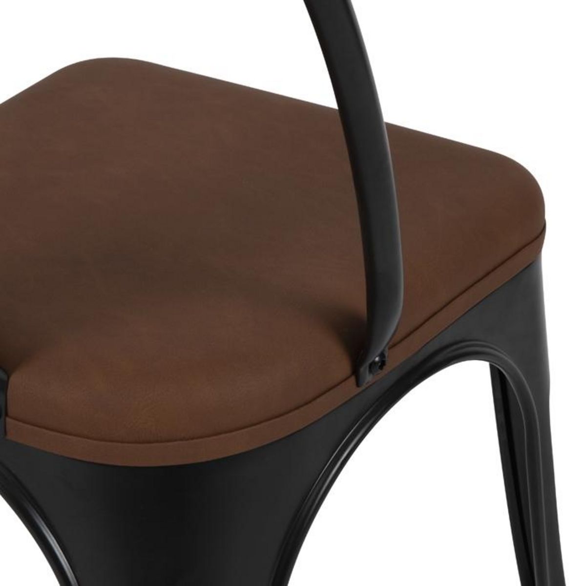 Rendez vous déco Lot de 2 chaises en métal noir et cuir synthétique marron - Charly