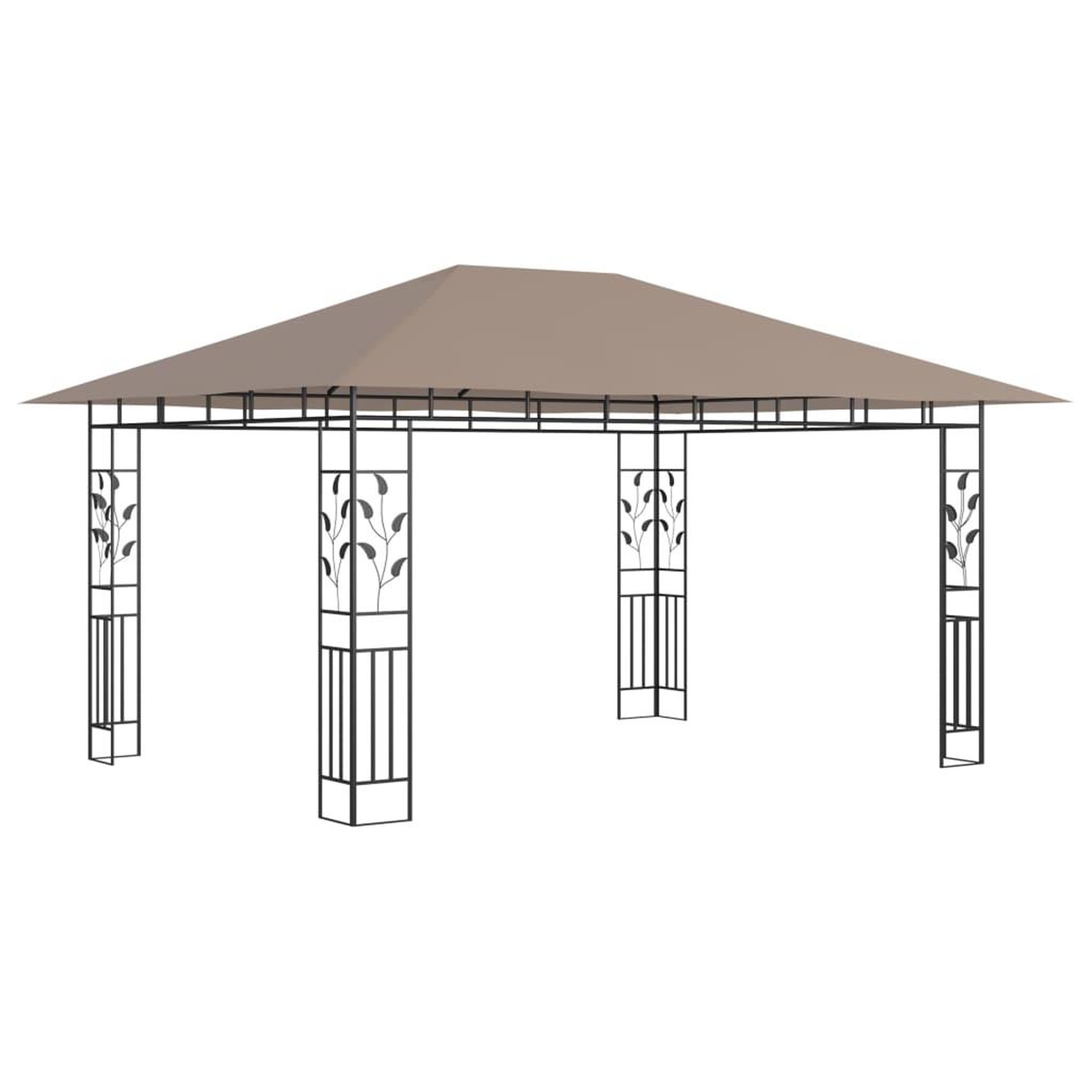 Voir la diapositive 5 : VIDAXL Tonnelle avec moustiquaire et lumieres LED 4x3x2,73 m Taupe