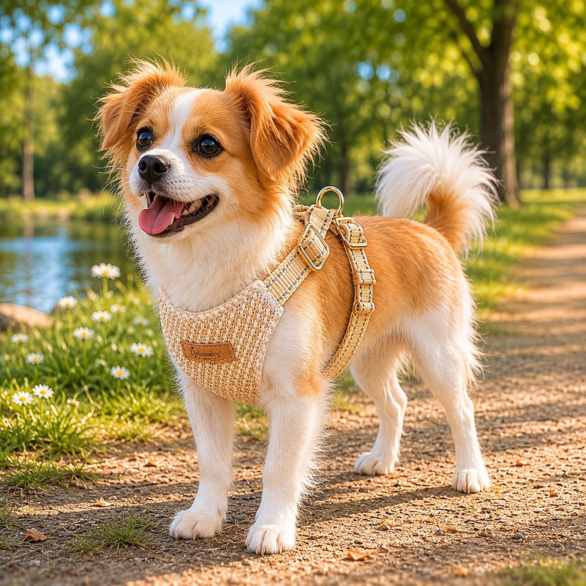 Voir la diapositive 4 : Eden Harnais pour chien lara beige design et moderne