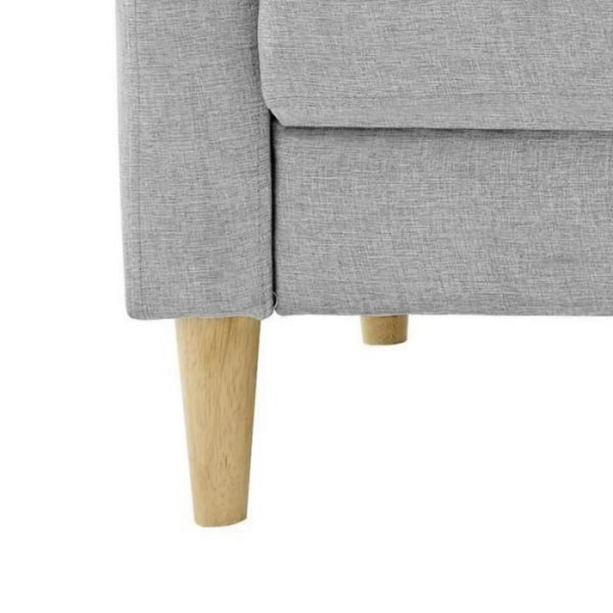 MARKET24 Canapé 3 places + 2 coussins - Tissu Gris clair - L 175 x P 80 x H 85 cm - COPENHAGUE