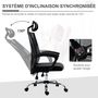 Voir la diapositive 5 : VINSETTO Fauteuil de bureau manager inclinable réglable support lombaires tétière tissu maille polyester PU gris noir