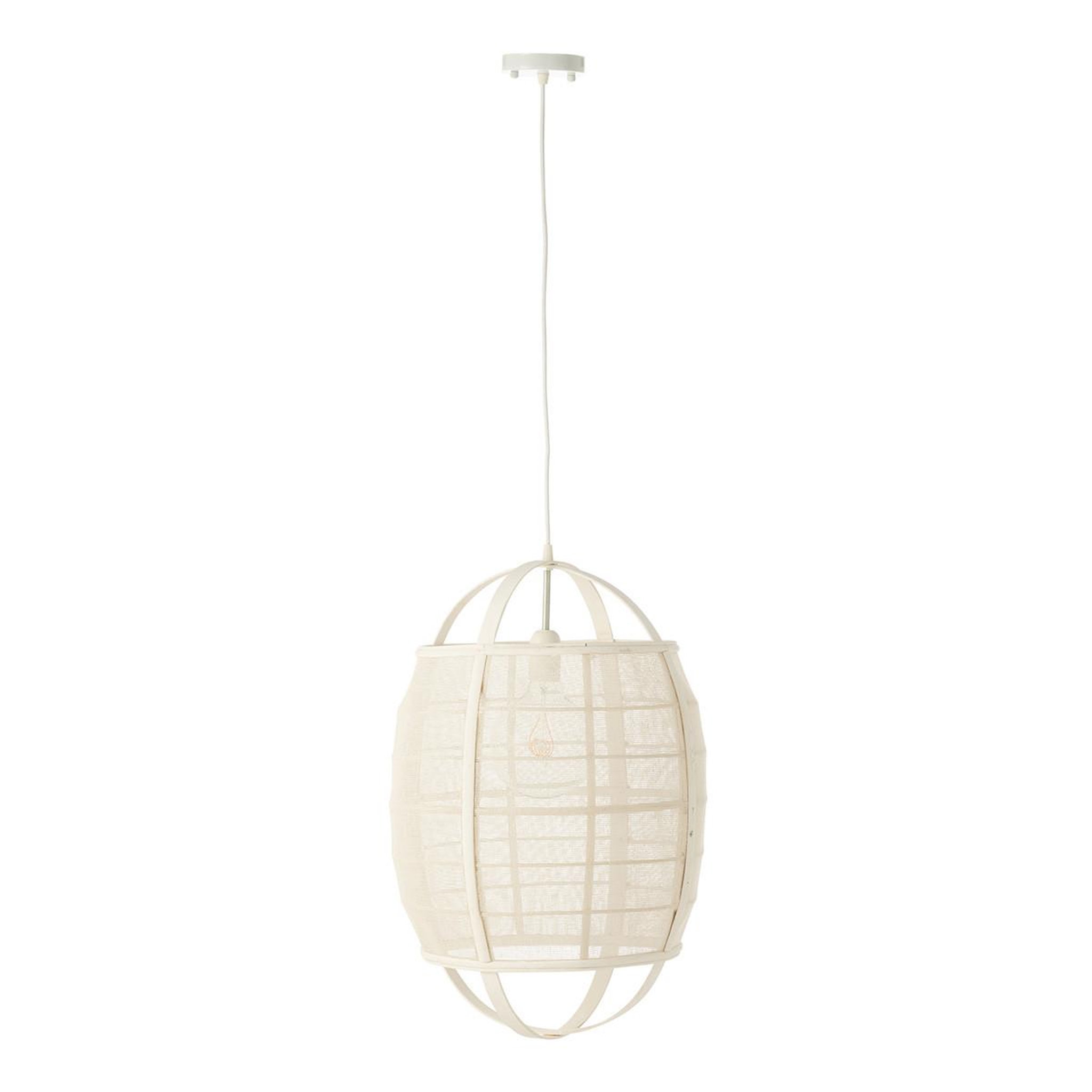 J-LINE Lampe suspension en bambou  ion  37cm blanc