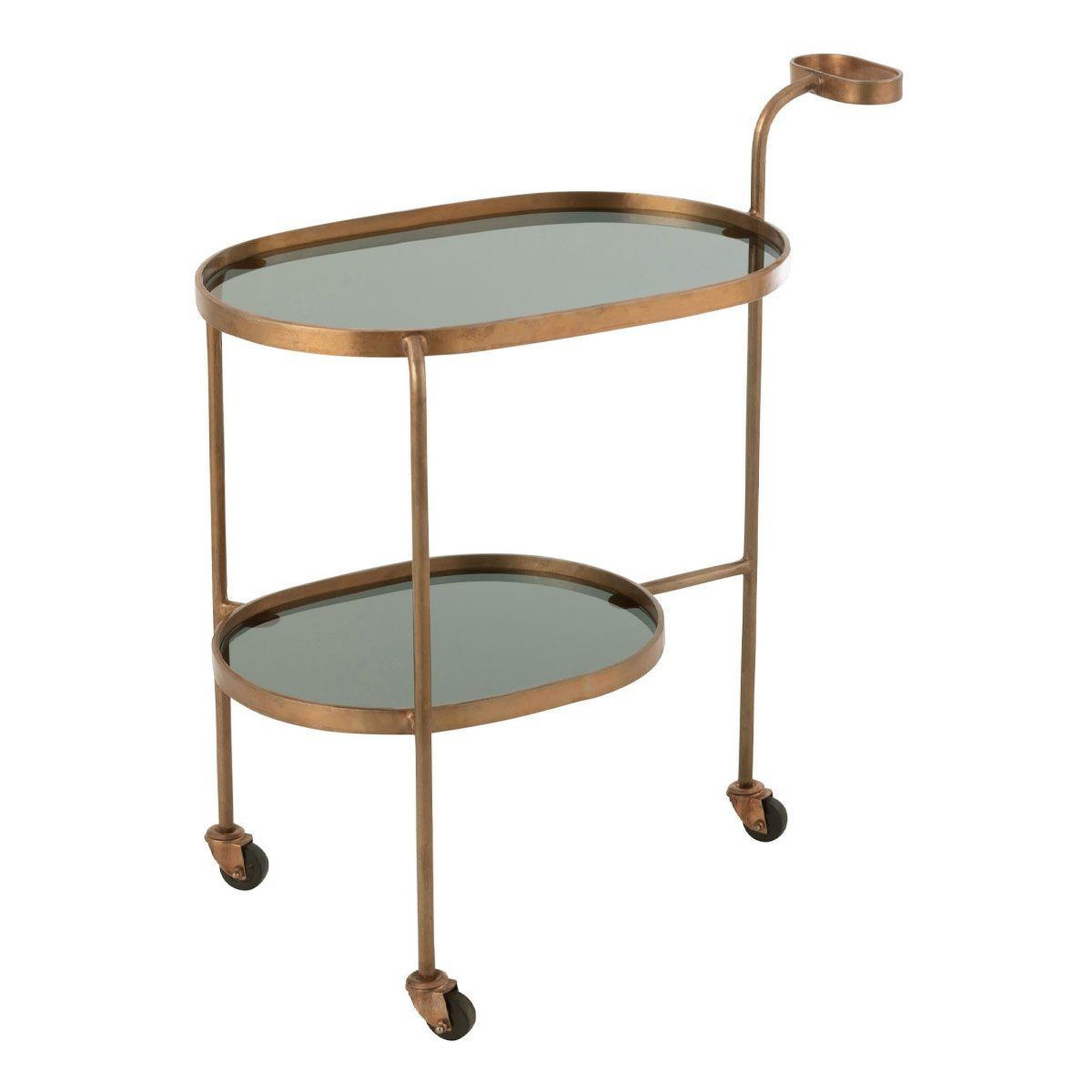 J-LINE Desserte de cuisine en métal  2 niveaux  84cm bronze