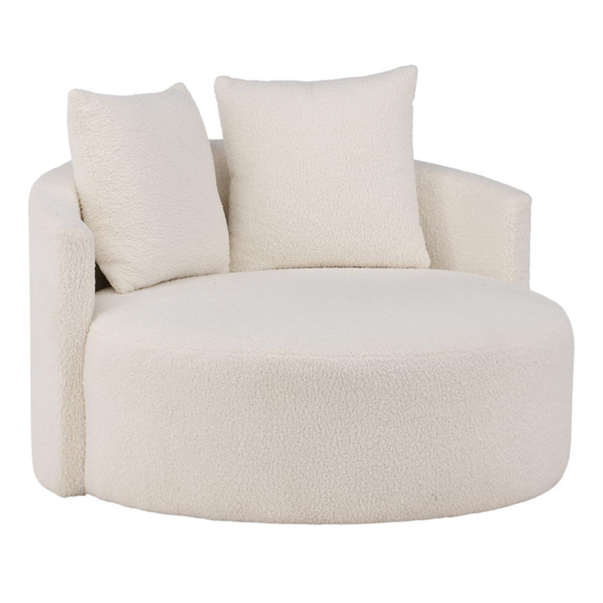 Paris Prix Fauteuil rond tissu bouclette  kelso  120cm blanc