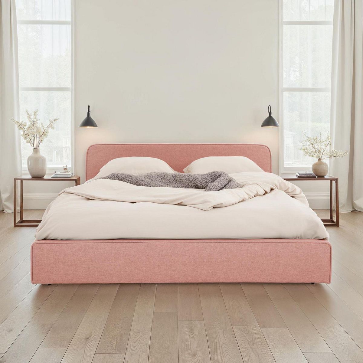 IDIMEX Lit double BELARTI 140 x 190 cm, revêtement en tissu