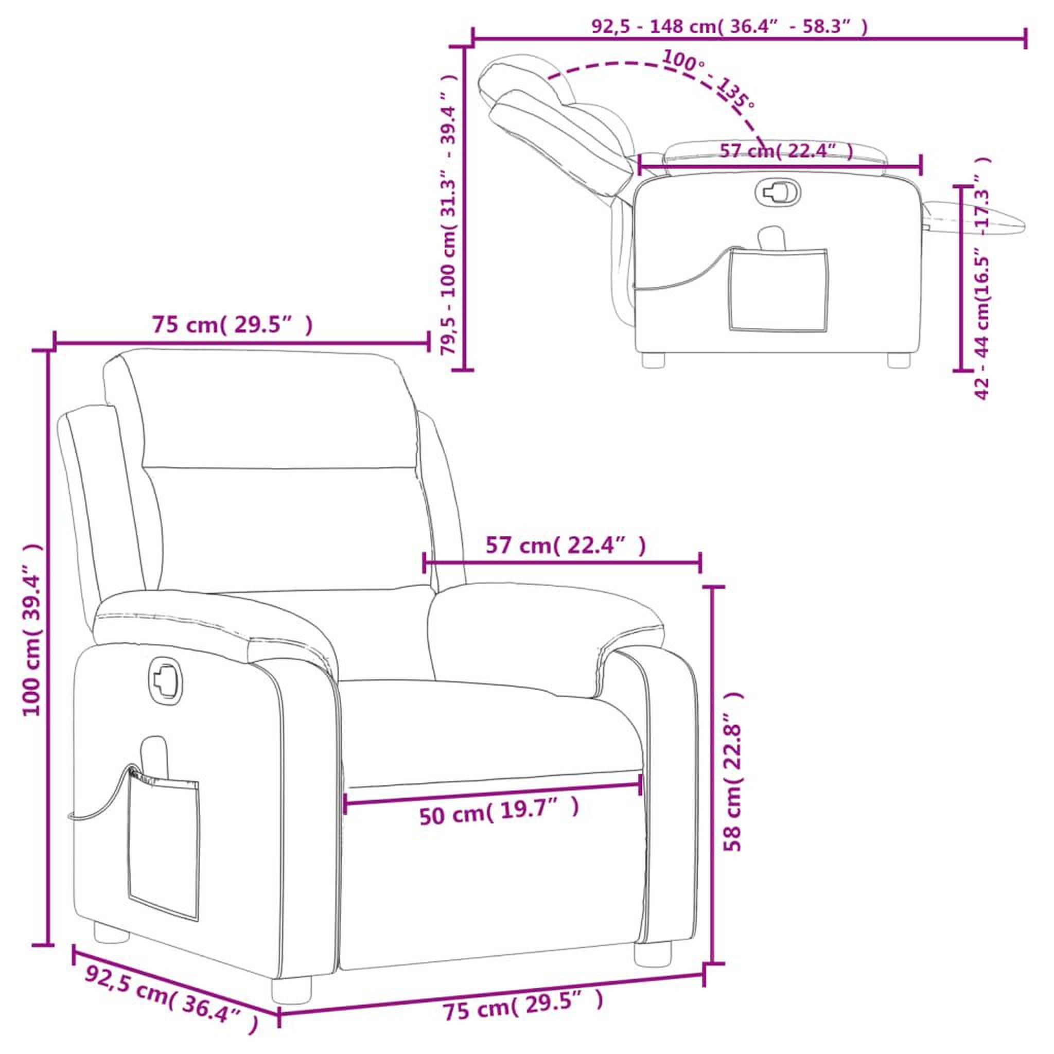 Voir la diapositive 6 : VIDAXL Fauteuil de massage inclinable rouge bordeaux velours