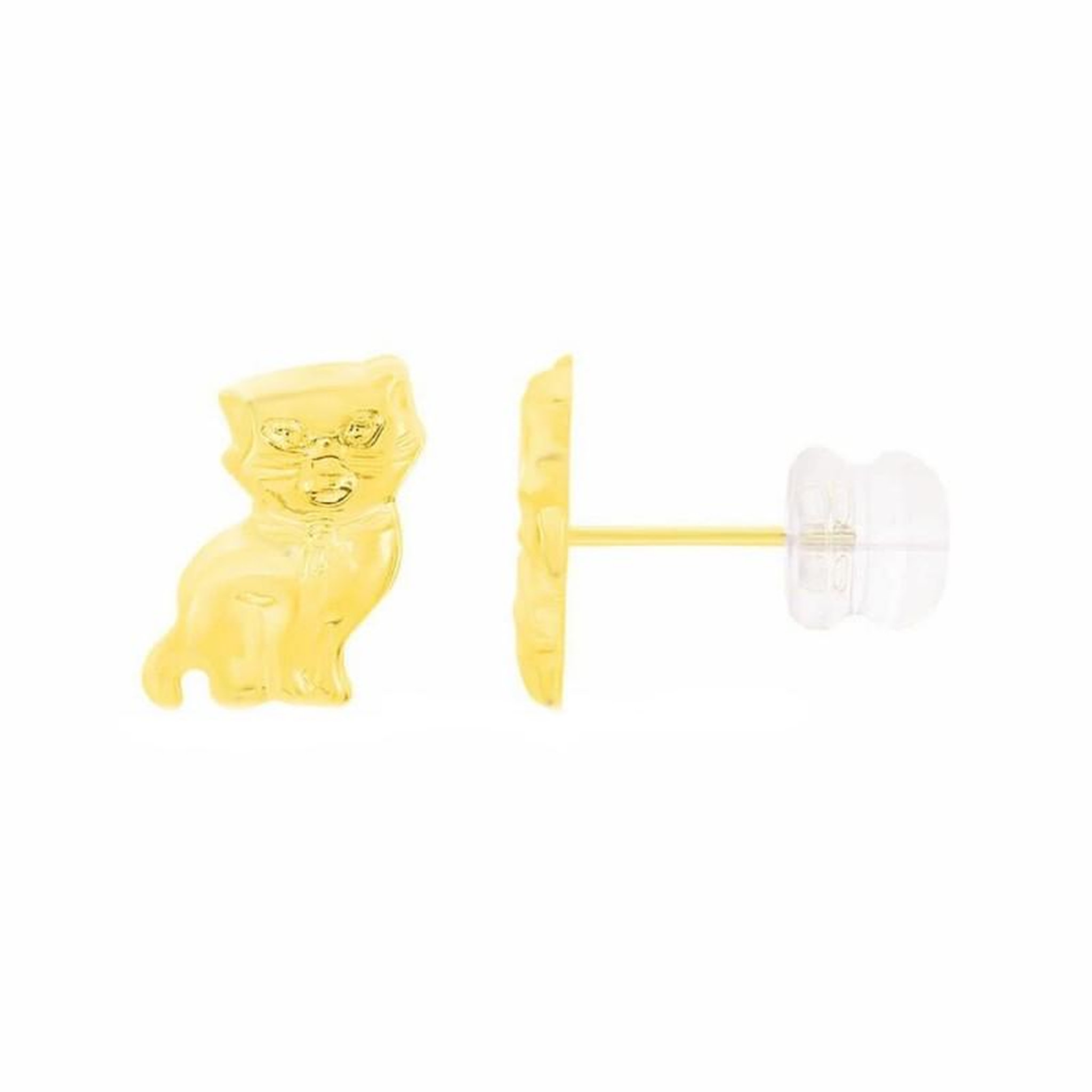 L'ATELIER D'AZUR Boucles d'Oreilles Chat - Or Jaune - Enfant