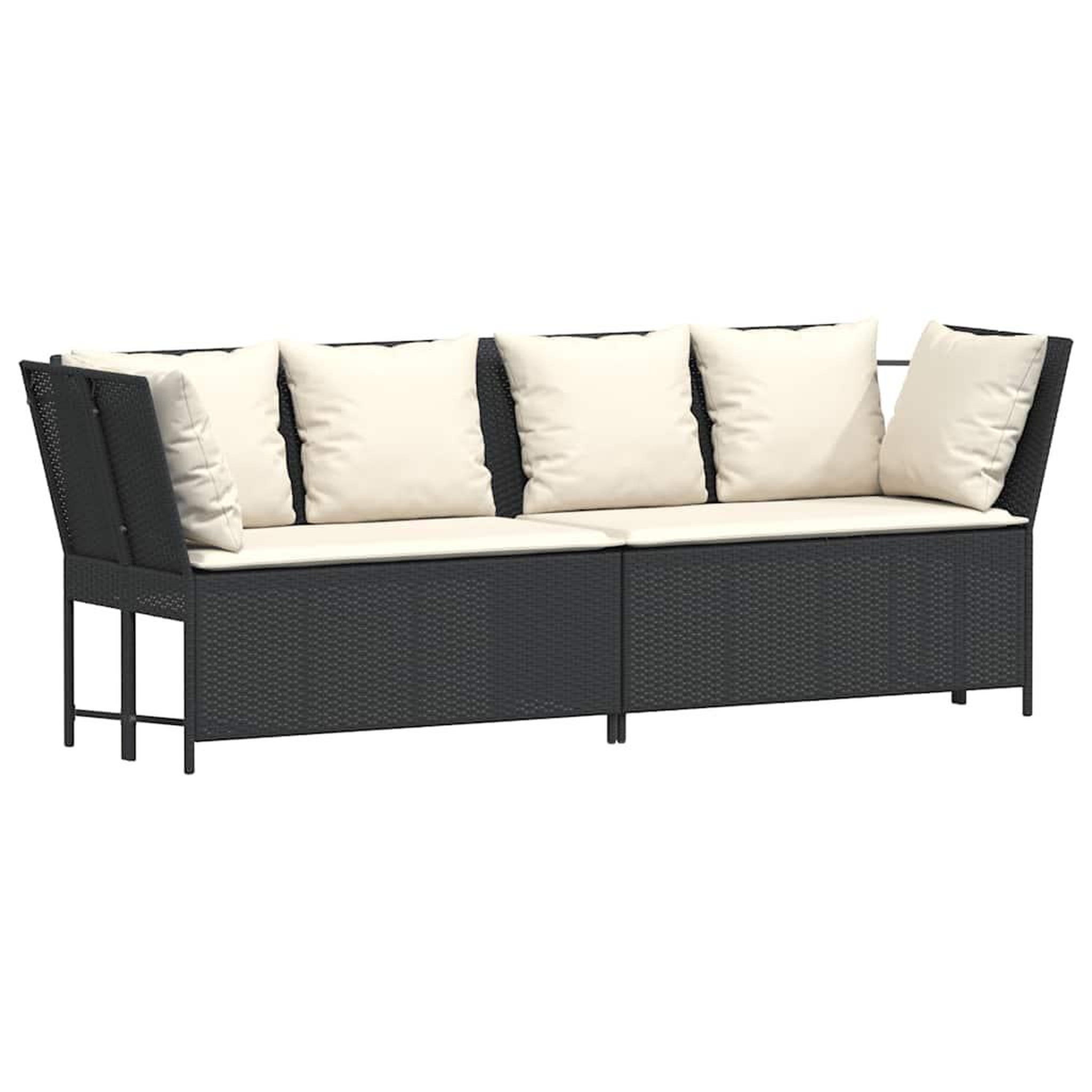 Voir la diapositive 2 : VIDAXL Canape de jardin avec coussins Noir Resine tressee